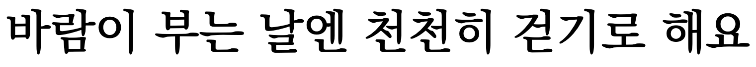 KoPub World 바탕체 Medium: 바람이 부는 날엔 천천히 걷기로 해요